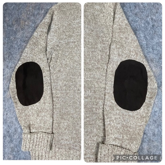 Chaps Brown Elbow Patch Preppy Academia Classic Cozy Grandpa Sweater* - Sz L - Picture 6 of 16